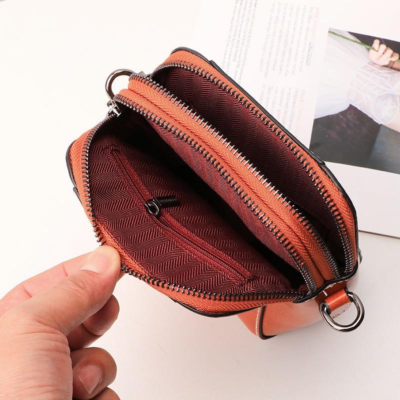 Small Bag Women's Single Shoulder Crossbody Bag Women's Bag Light Luxury Niche High-grade Sense Cowhide Mobile Phone Bag