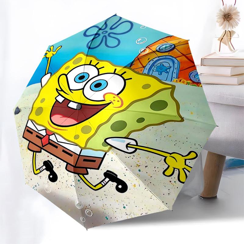 

1pc SpongeBob SquarePants Automatic Opening Folding Umbrella with 8-Bone Iron Frame - Portable Outdoor for Fans, Travelers, Daily Use, and Gifts.Q042