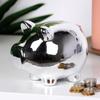 Ceramic Mirror Silver Piggy Bank 11.5 X 9 Cm
