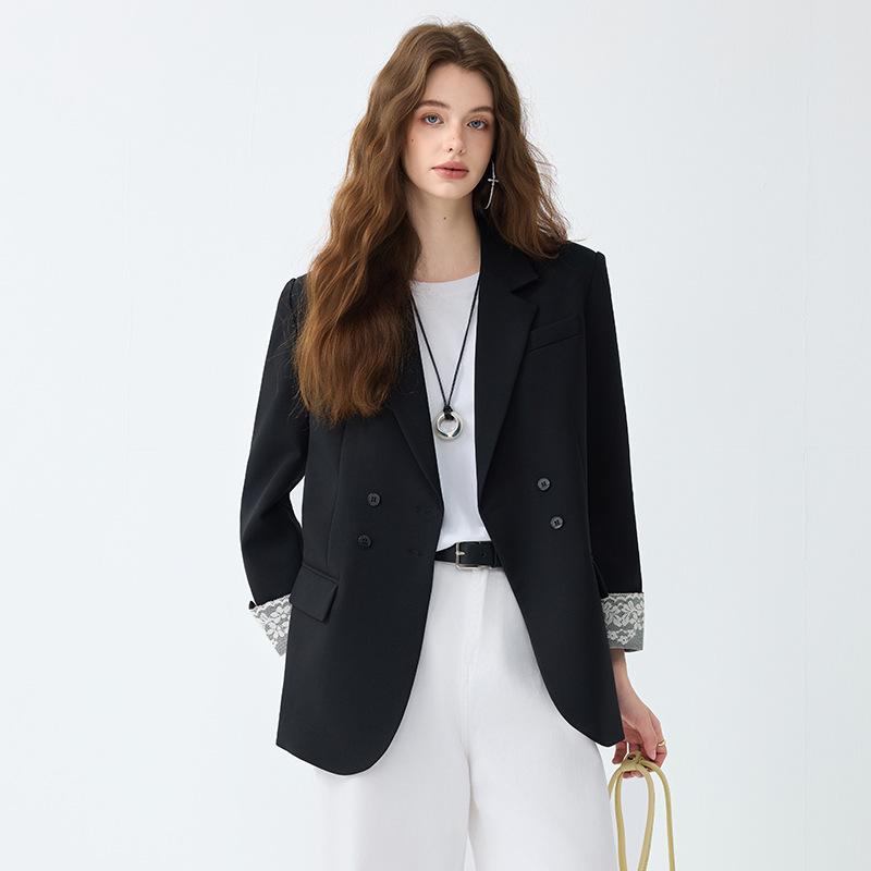 Women's Gray Suit Jacket - Autumn/Winter 2025 Casual Socialite Style with High Design Sense