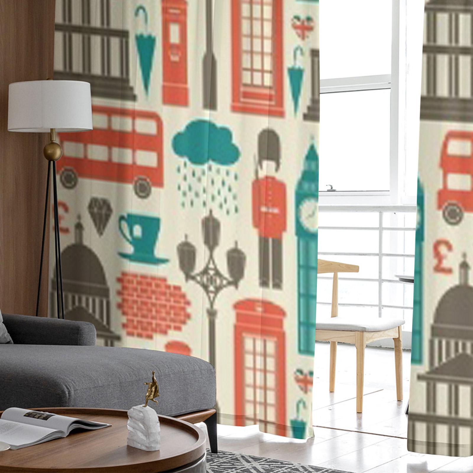 Символы и достопримечательности Лондона Роскошные шифоновые прозрачные шторы для гостиной — фото 4