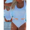 Sommer Sexy Geometrisches Muster Gedruckter Einteiler Badeanzug Schlanke Passform und Schlankmachend, Tiefes U-Rücken-Design, Strand Pool Urlaub Auffälliger Mode Badeanzug