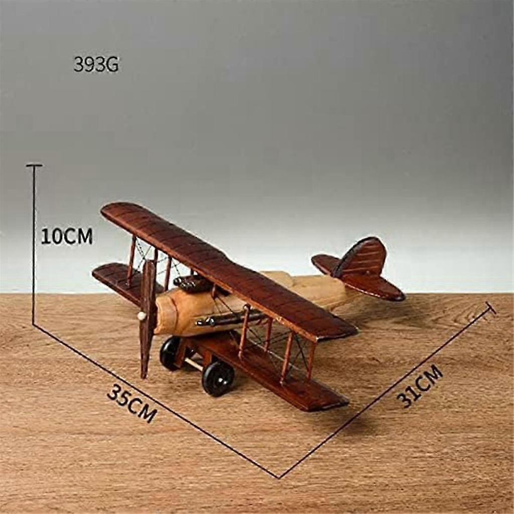 Retro Aircraft Handicraf Wooden Airplane Model,Vintage Biplane Model Desktop Decoration Photo Props