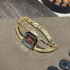 Retro Gold Square Dial Bracelet Watch - Classic European & American Style Women's Bangle