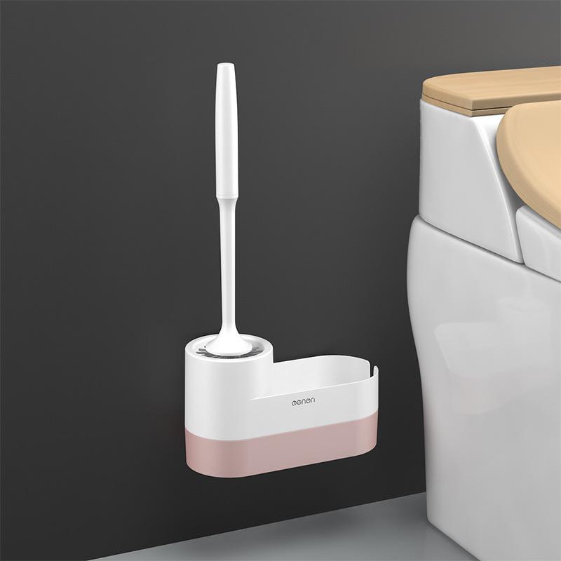 Wall-Mounted Soft Bristle Toilet Brush with Long Handle for Dead Corner Cleaning