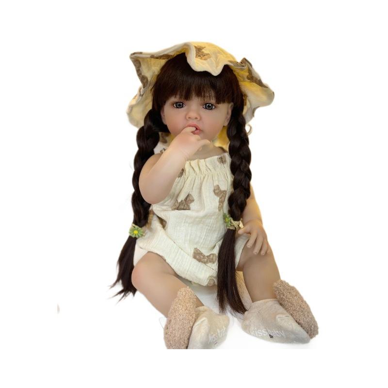 BZ55cm Soft Full Glue Can Enter The Water Big Eyes Sweet Doo Mouth Simulation Reborn Baby Doll Toy