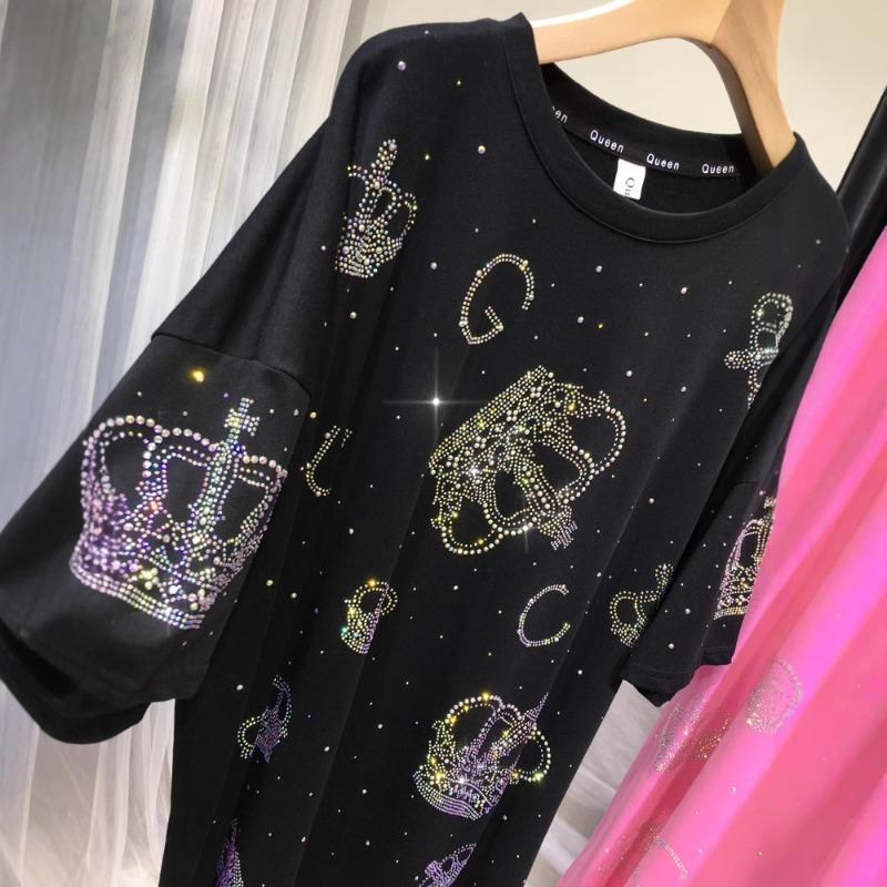 Μοναδική Μπλούζα με Σιδερένιο Τρυπάνι για Γυναίκες Μεγάλου Μεγέθους, Νέα Μπλούζα Κοντομάνικη