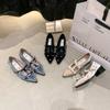 Rivet Designer High Heels Women Pointed Toe Elegant Office Women Shoes Spring Autumn Fashion Suede Low Heel Mules Pumps Women