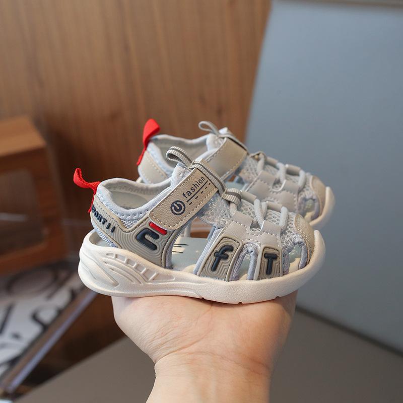 

Baby boy toddler sandals summer new non-slip soft-soled beach shoes baby bag head functional sandals girls hollow Size 16-20 5 pairs starting серый