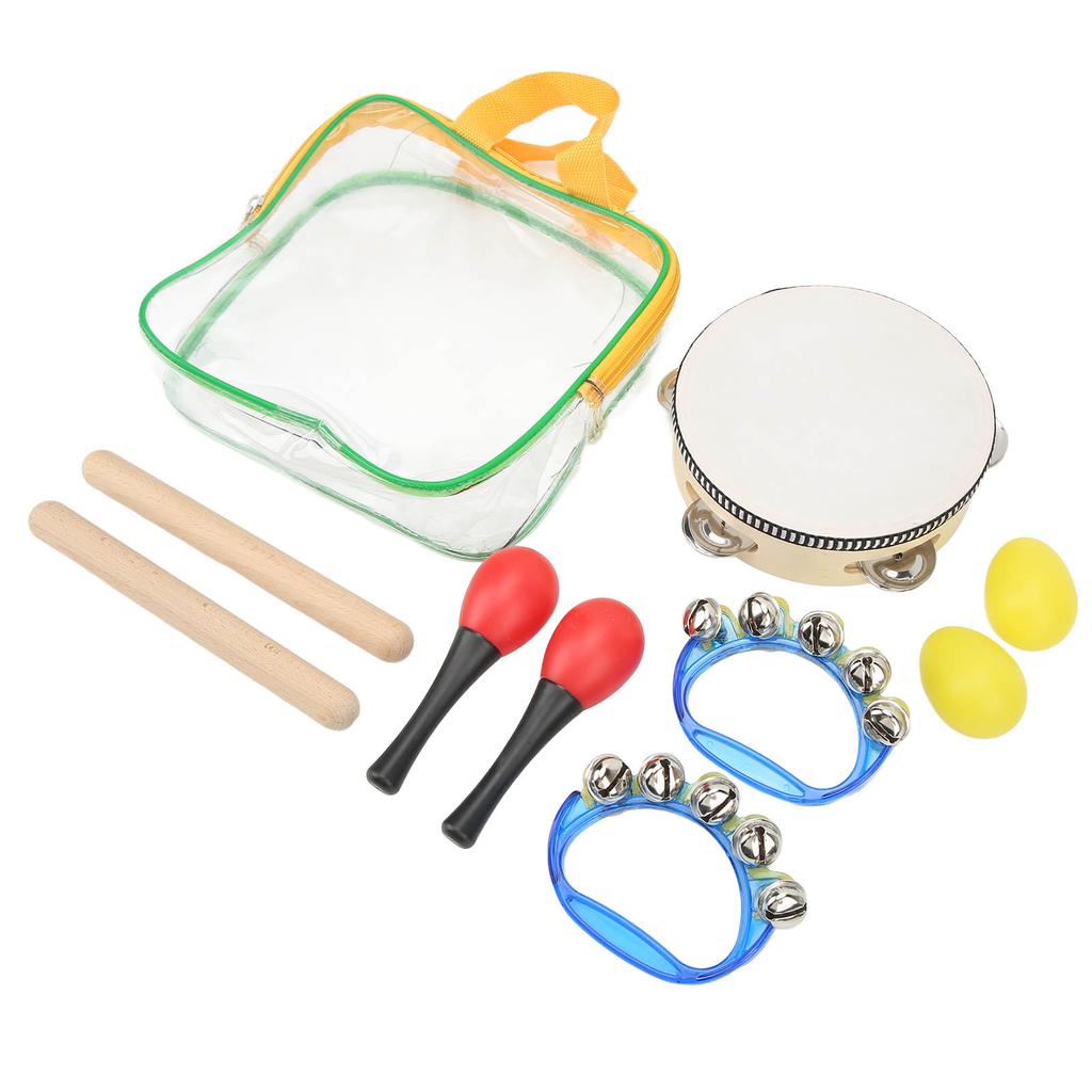 Kids Musical Instruments Set Hand Drum Egg Shaker Rumba Shaker Rattle Hand Jingle Bell Rhythm Stick Kit for Children
