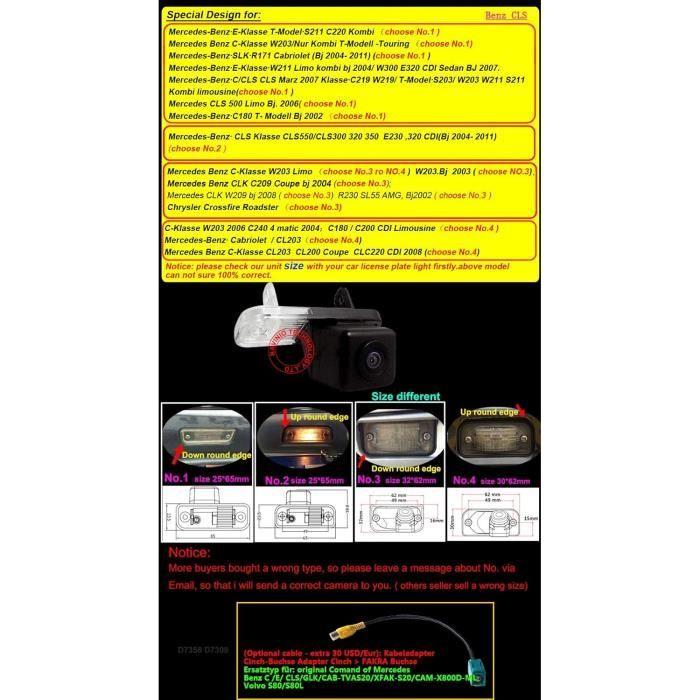 Caméra de recul étanche pour Mercedes-Benz