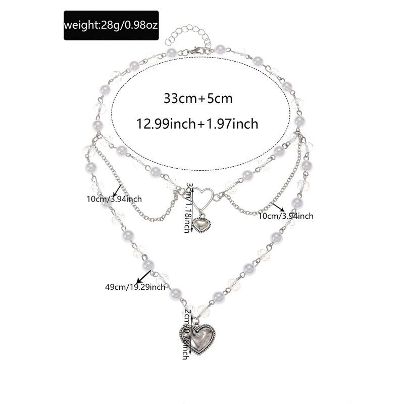 Imitation Pearl String Chain Fashion Niche High-end Gothic Love Pendant Necklace Sweater Chain Accessories