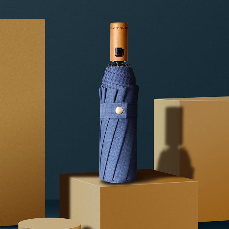 

Трехсложенный 10-спицевый автоматический складной зонт мужской зонт простой однотонный зонт фиксированный плюс