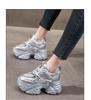 Thick-soled Inner Height-increasing Dad Shoes for Women 2025 Summer New Leather Versatile Mesh Breathable Muffin Casual Sports Shoes