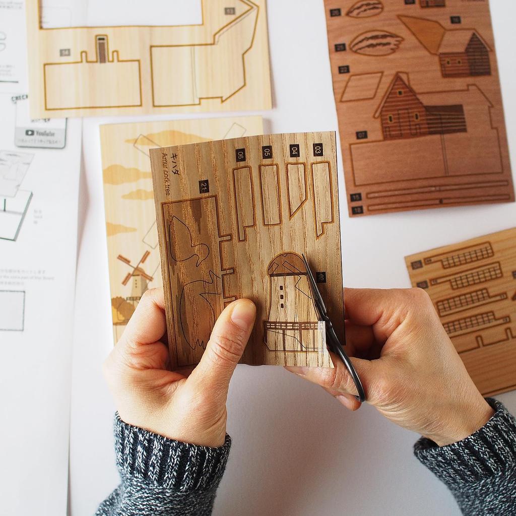 KINOWA "Netherlands" Wood Collage Original DIY Kit Amsterdam Streetscape Made In Japan