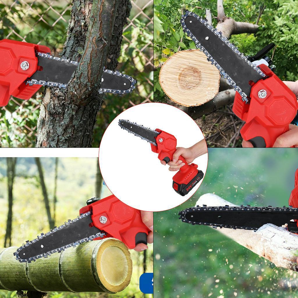 Cordless Electric Protable Chain saw 6-Inches For Tree Branch Wood Cutting Tool Kits For Wood Cutters Electric Mini Chainsaws 24V