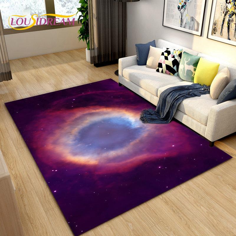 Tappeto Area Stelle Spazio Universo Galassia, Tappeto per Soggiorno Decorazione Camera dei Bambini, Tappetino Antiscivolo per Gioco e Gattonamento Bambini