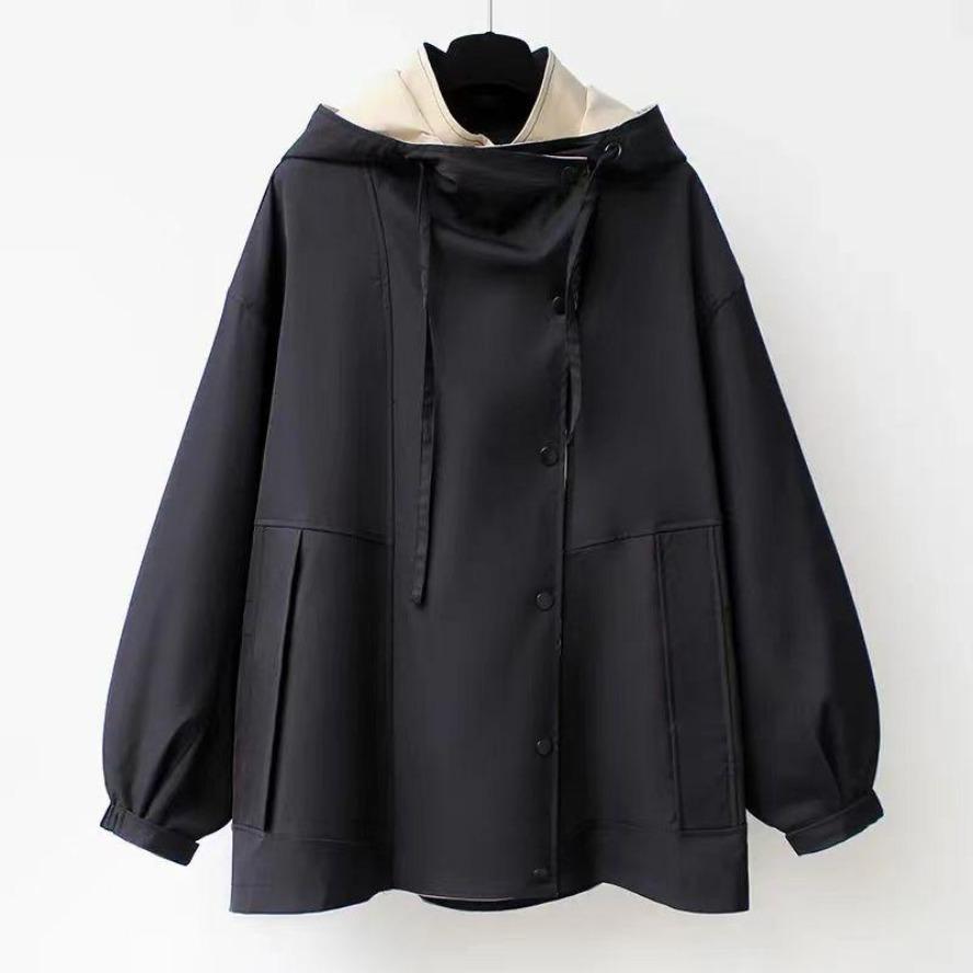 Stylish and Casual Autumn Windbreaker Jacket with Waist Drawstring Coat