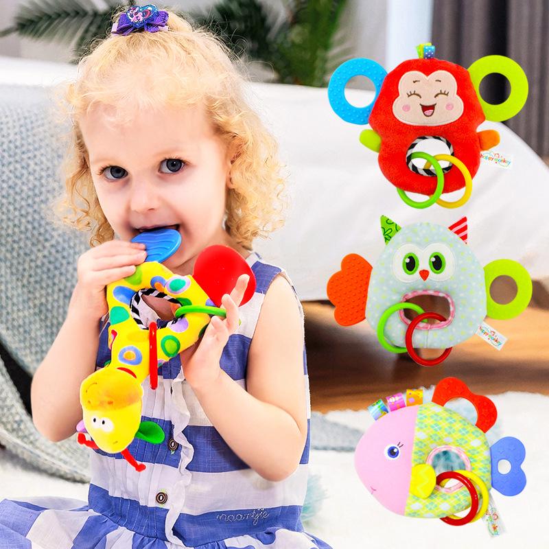 Happy Monkey Soothing Plush Baby Teether & Rattle