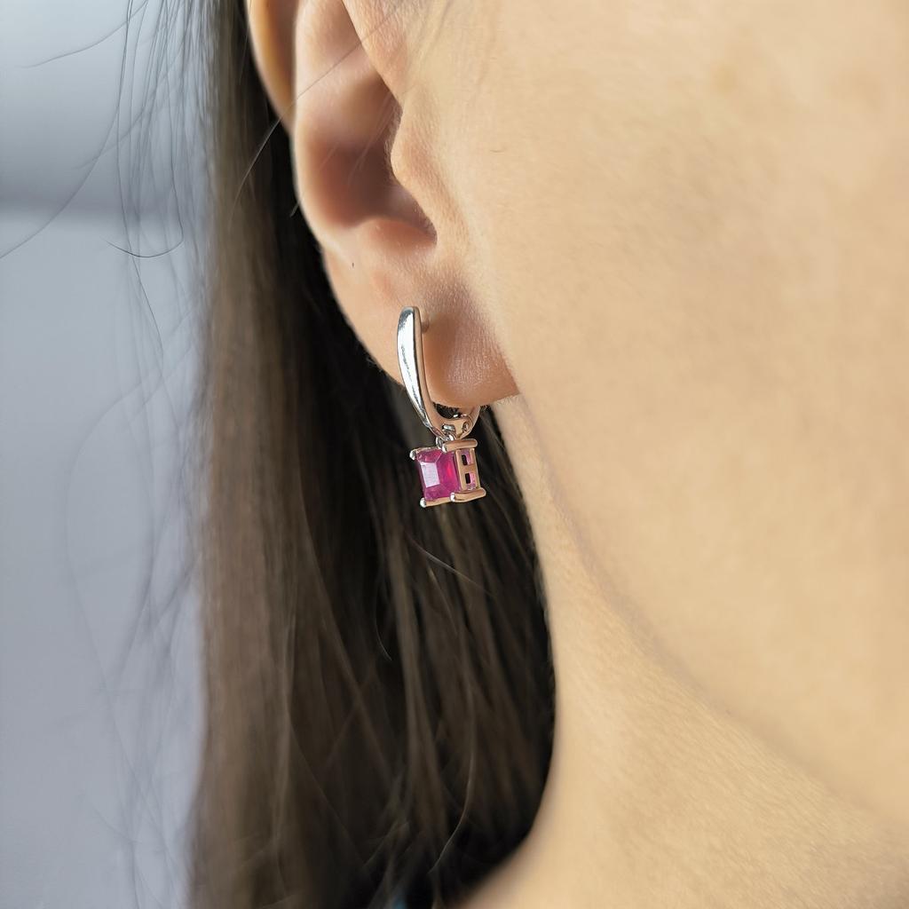 Серебряные серьги с натуральным рубином 1.99ct (2204985)