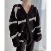 V-neck Fashion Knitted Striped Cardigan Sweater Autumn Women Office Loose Jackets Winter Elegant Casual Long Sleeve Coats Knitwear Top Clothing