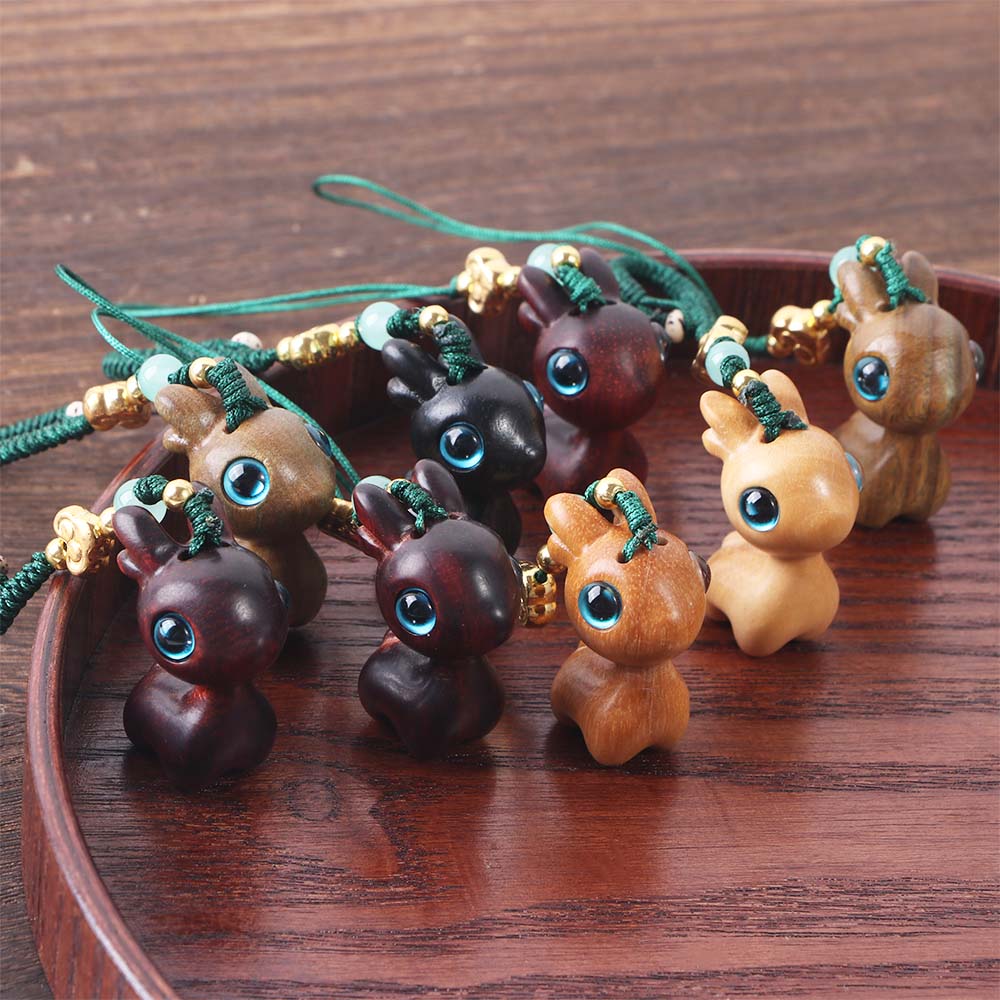 Chain Sandalwood Handmade Rope Deer Mobile Phone Wood Key Chain Chinese Style Key Ring Bag Pendant