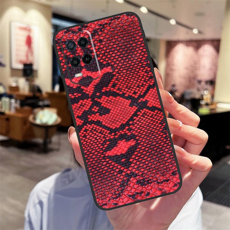 Snake Texture Case For Oppo A94 A54 A40 A60 A80 A98 A78 A18 A38 A58 A16 A76 A96 A17 A77 A74 A57S A15 Cover
