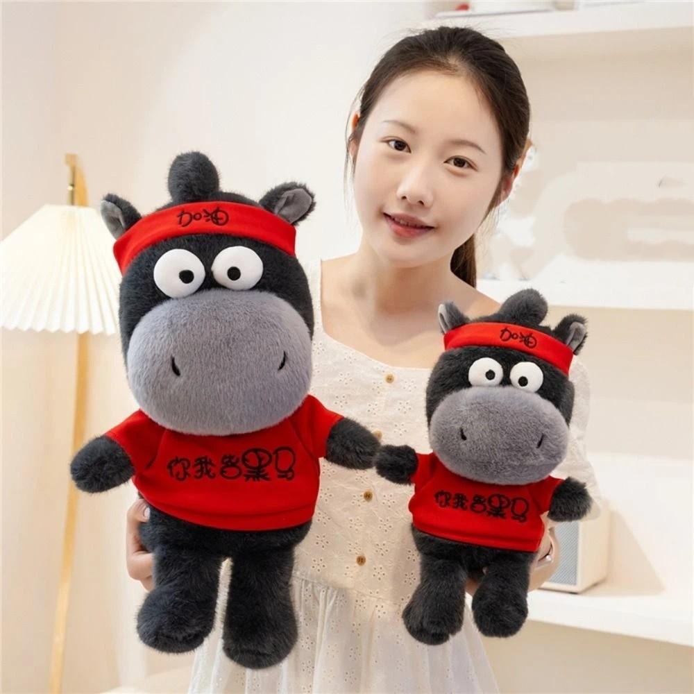 Mascot Dolls Black Horse Plush Toy Cute Zodiac Pony Figurine Lucky Horse Plush Toys Birthday Gift