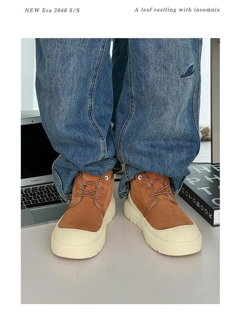 Unisex Dicke Sohle Plus Samt Warme Mid-Cut Martin Schneestiefel 3338