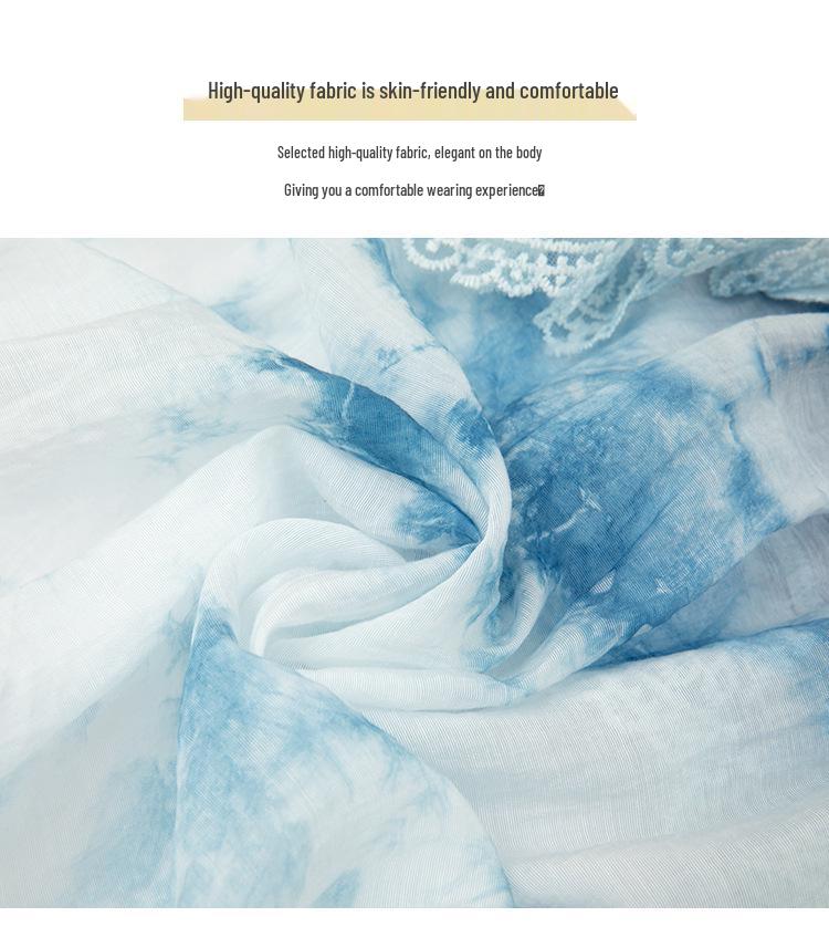 Yunnan Dali Tie-Dye Lace Camisole Dress - Women's Summer Layered High-Low Skirt