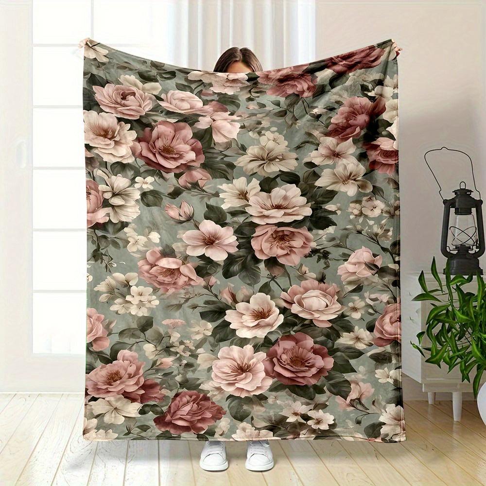 [Reversible|Fleece] 1pc Reversible Flannel Fleece Throw Blanket - Contemporary Style, Digital Print, All-Season Cozy Office Nap 75X95CM