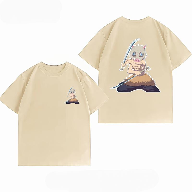 Unisex's Clothing New 100% Cotton Summer T-Shirt Demon Slayer Unisex's T-Shirt Inosuke Print Casual Unisex's T-Shirt