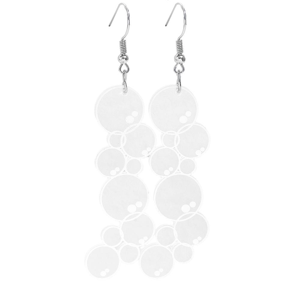 1 Pair of Fun and Creative Cartoon Transparent Bubble Long Earrings, Acrylic Whimsical Assorted-sized Round Disc Eye Bubble Earrings