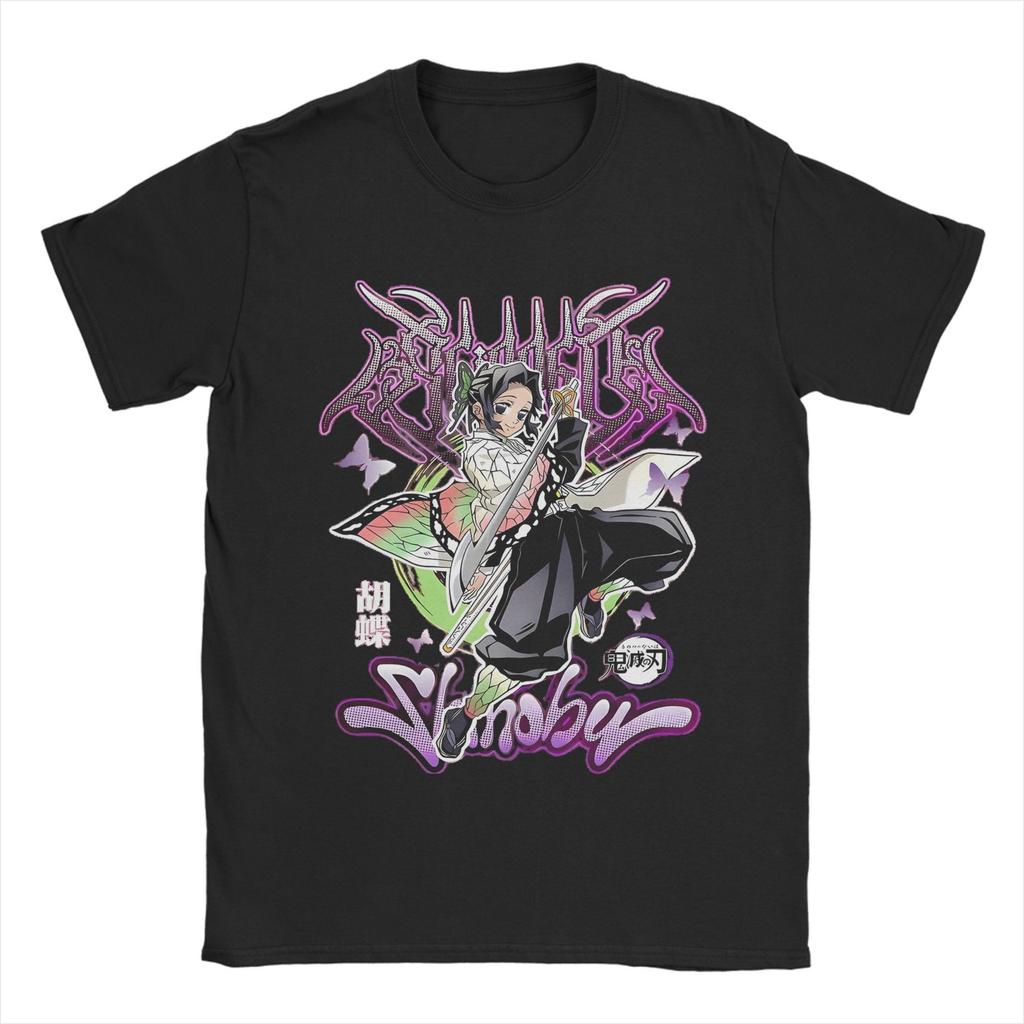 Men T-Shirt Shinobu Kocho Demon Slayer Funny 100% Cotton Tees Short Sleeve T Shirts Round Collar Clothing Gift Idea