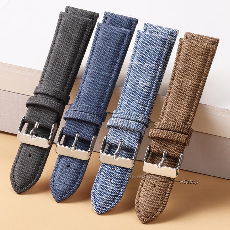 Denim Pattern Nylon Watchband for Casio Vintage Leather Strap 10 12 14 16 18 20 22mm Watch Band for Seiko Men Women Accessories