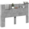 Headboard with Storage and LED Lighting Concrete Grey Wood Based Material