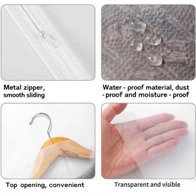Dust Proof Garment Protector Cover Bag Fully Enclosed Clothes Cover with Zipper Translucent Hanging Durable Clothes Storage Bag