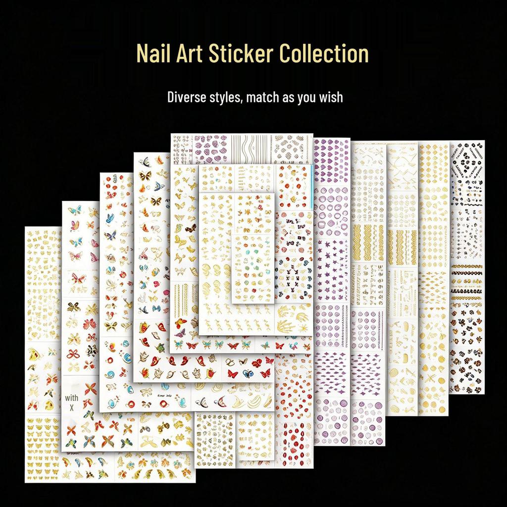 Gold 3D Self-Adhesive Full Cover Nail Stickers for Kids - Wearable Manicure Decals