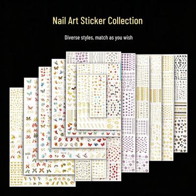 Goldene 3D Selbstklebende Vollabdeckungs-Nagelsticker für Kinder - Tragbare Maniküre-Aufkleber