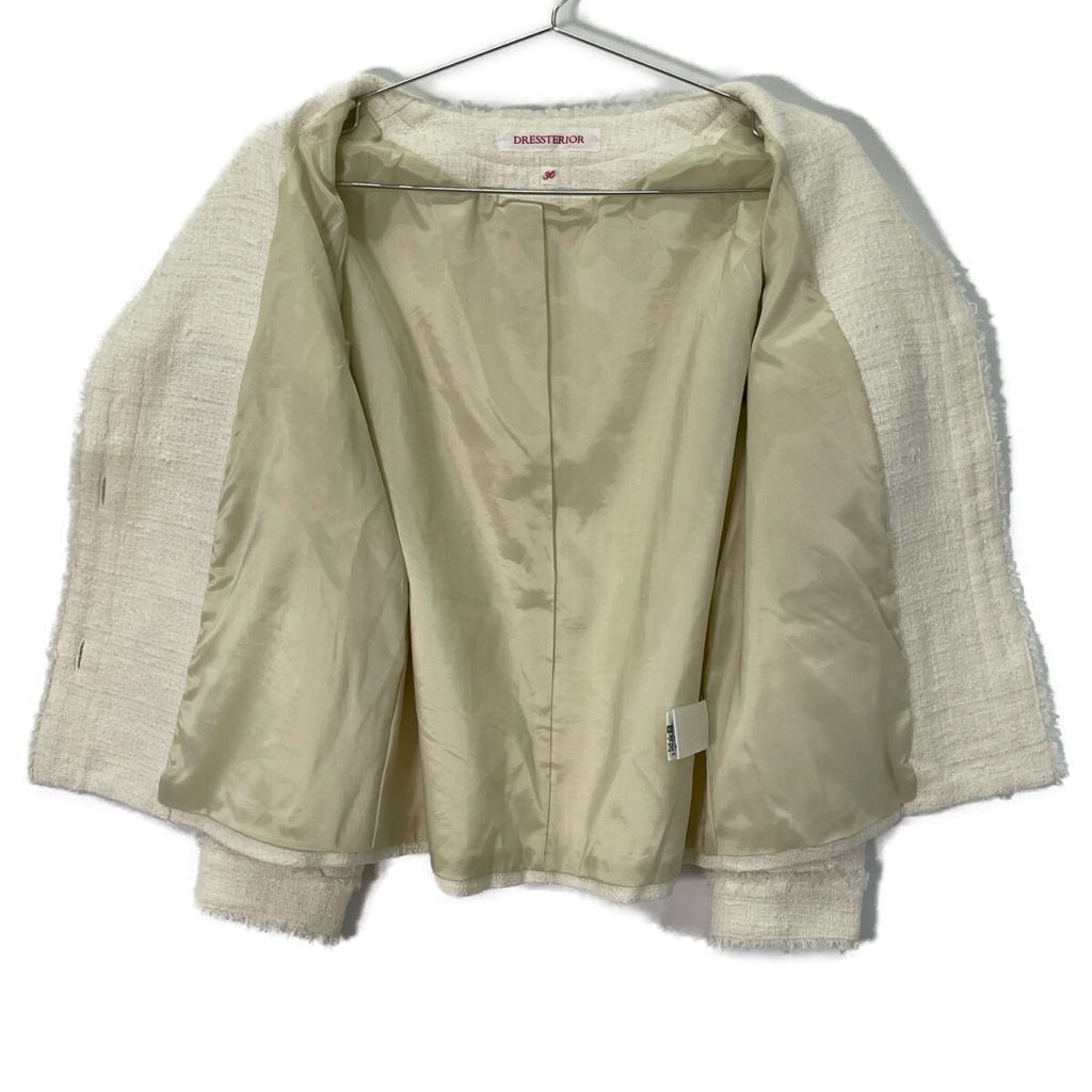 DRESSTERIOR 085-46001 White Fringed Tweed Jacket Jacket 36 whiteUsed
