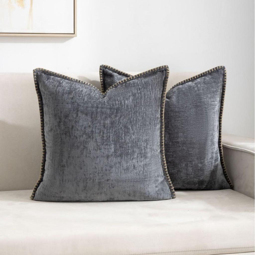 Chenille Edge Pillowcase: Nordic Solid Color Sofa & Bay Window Cushion