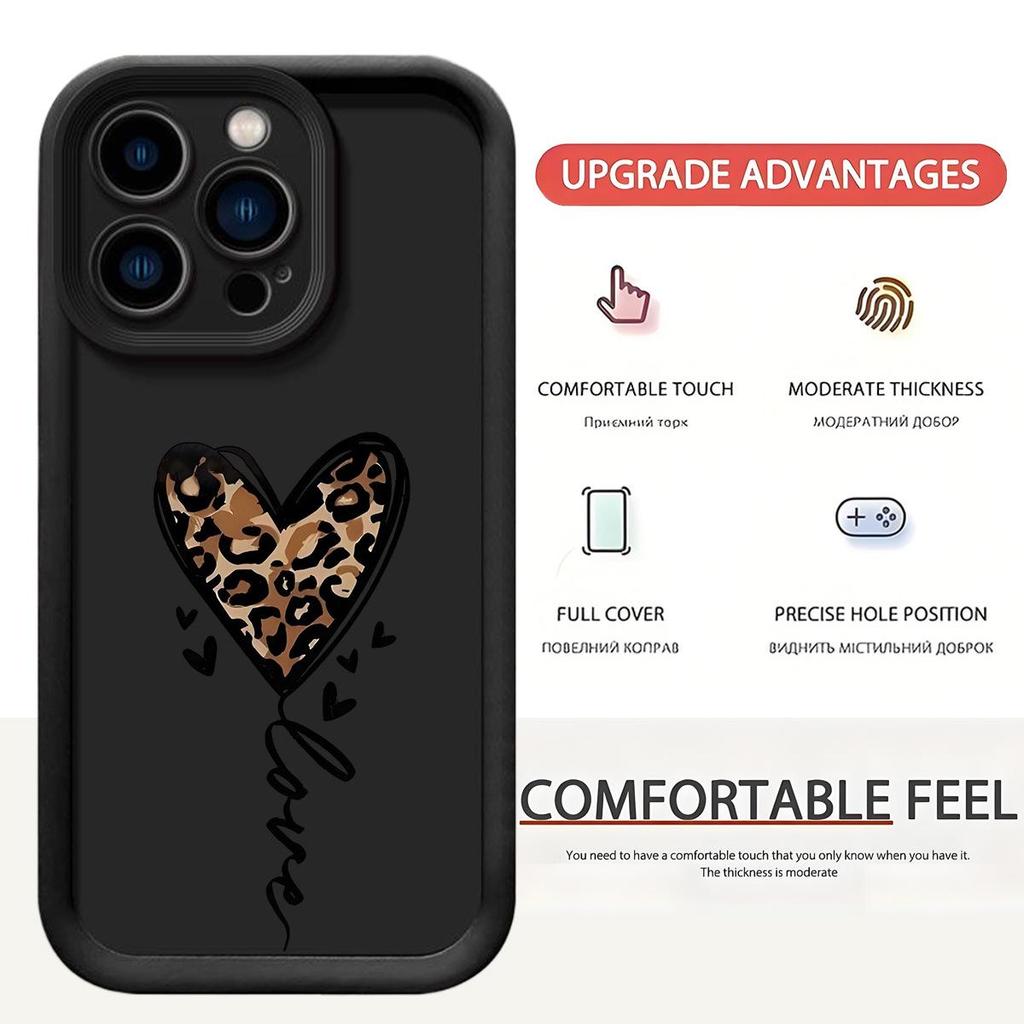 Leopard Heart Sandstone Groove iPhone 15/16/17 Case Cover