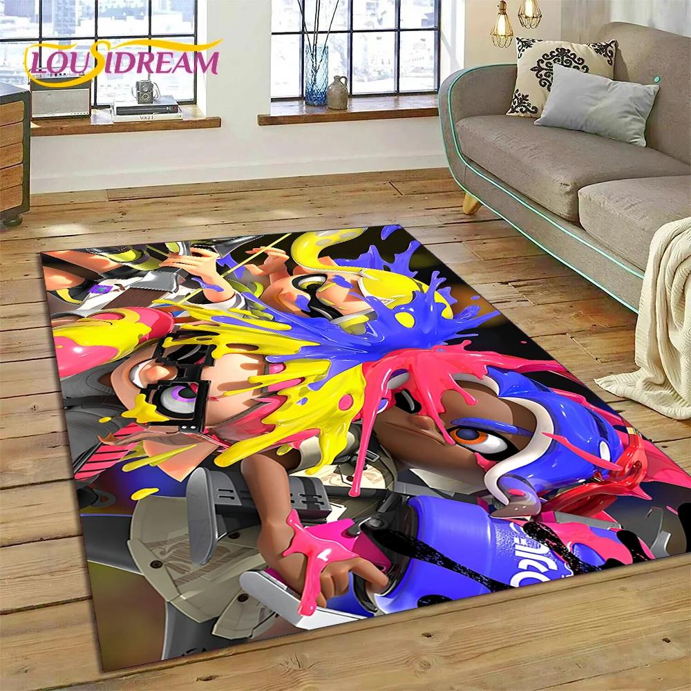 Splatoon3 PC hráč Kreslená hra Koberec do ložnice Obývací pokoj Dekorace domácí pohovky,Hra pro děti Velká dekorační rohož na podlahu Dárek