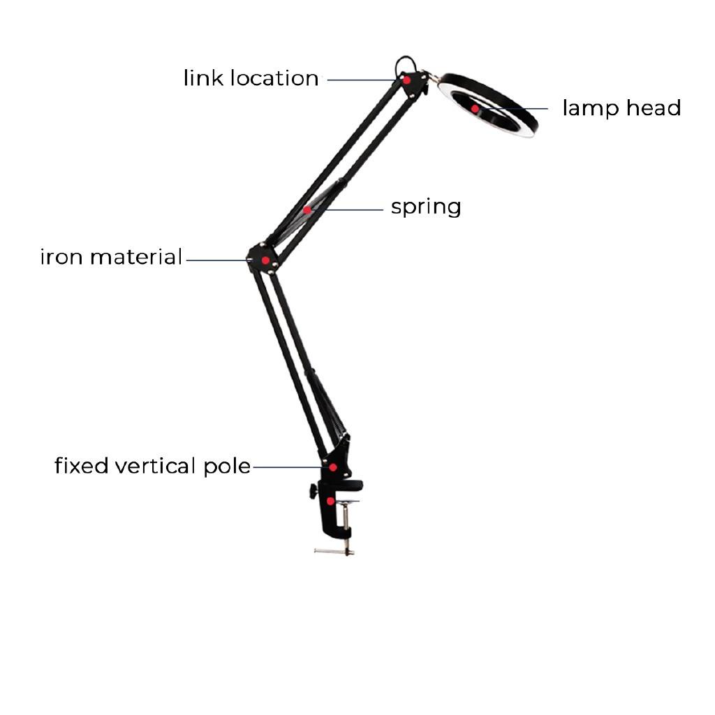 12W USB5X White/Black Folding Magnifier Table Clamp Soldering Third Hand Tool 3 Colors LED Illuminated Lamp Magnifying Glass