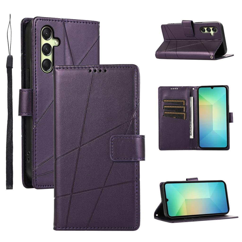 DF-06 Handyhülle für Samsung Galaxy A36 5G mit Linienprägung Leder Wallet Cover