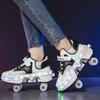 Kids Glowing Sneakers Kids Roller Skates for 6-15 Years Old Four-wheel Deformation Can Walk Can Skate Skates Mens Roller Sneakers