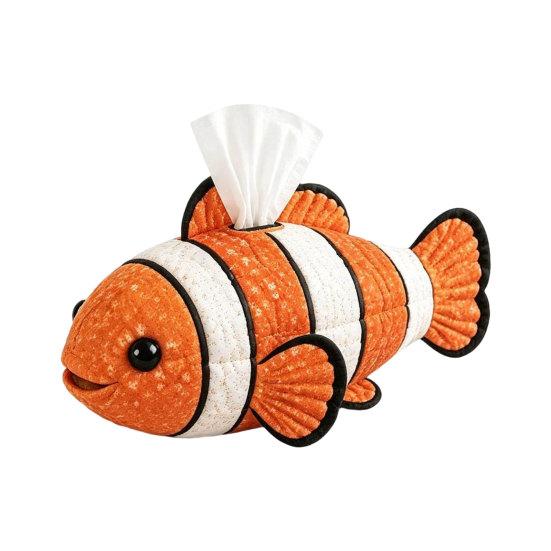 DIY Tissue Box, Top Opening Soft Fabric Cover, Marine Animal Theme Tissue Dispenser, Multipurpose Patchwork Designs Sewing Kit, for Home Car Office