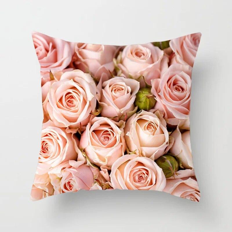 Cherry Blossom Rose Flower Throw Pillow Cover Sofa Decoration Bedside   Car Seat Cushion  Room Home