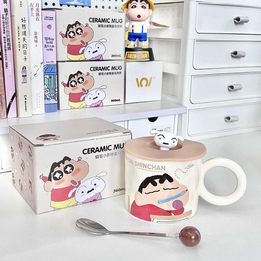 Cute Crayon Small New Cup, Birthday Gift for Boys and Girls, High-value Ceramic Mug with Lid, Couple Coffee Cup