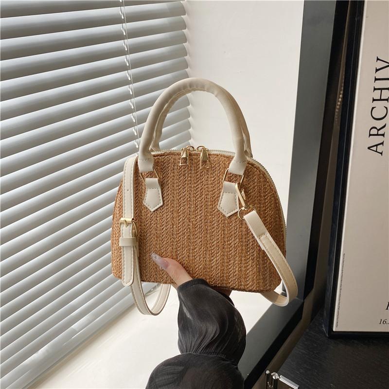 

Летняя мода, тренд, портативная сумка-ракушка с высококачественной текстурой, однотонная, атмосферная, универсальная, популярная сумка через плечо коричневый